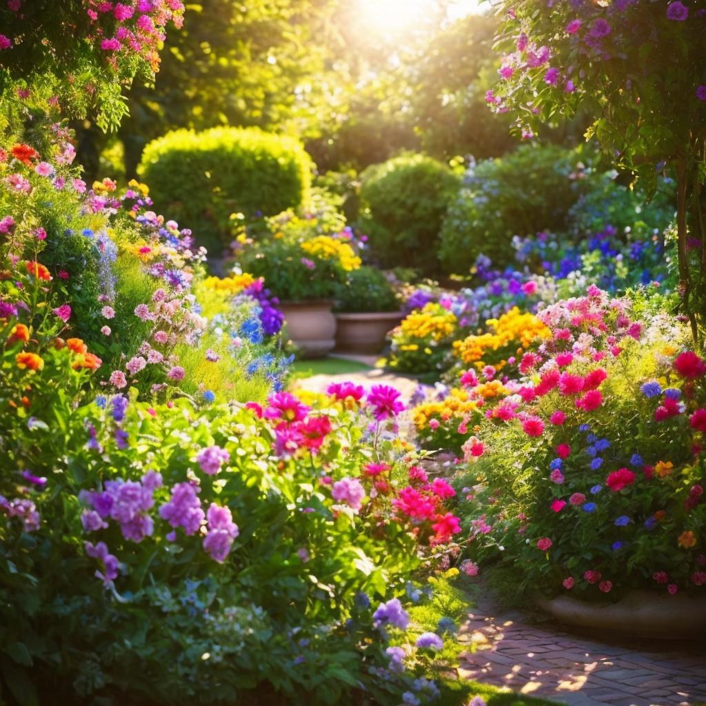 Beautiful garden, vibrant flowers, by @ai_generated