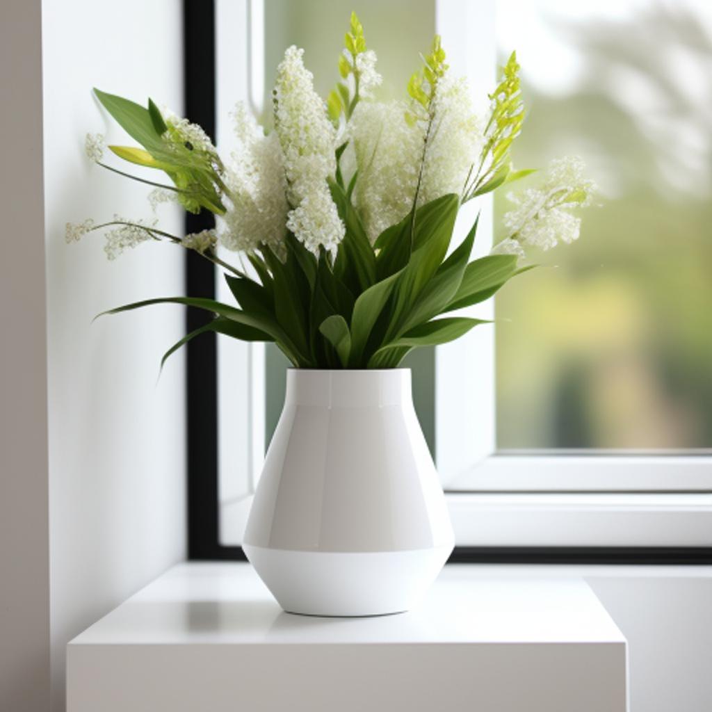 “Minimalist white vase, sleek by @ai_generated