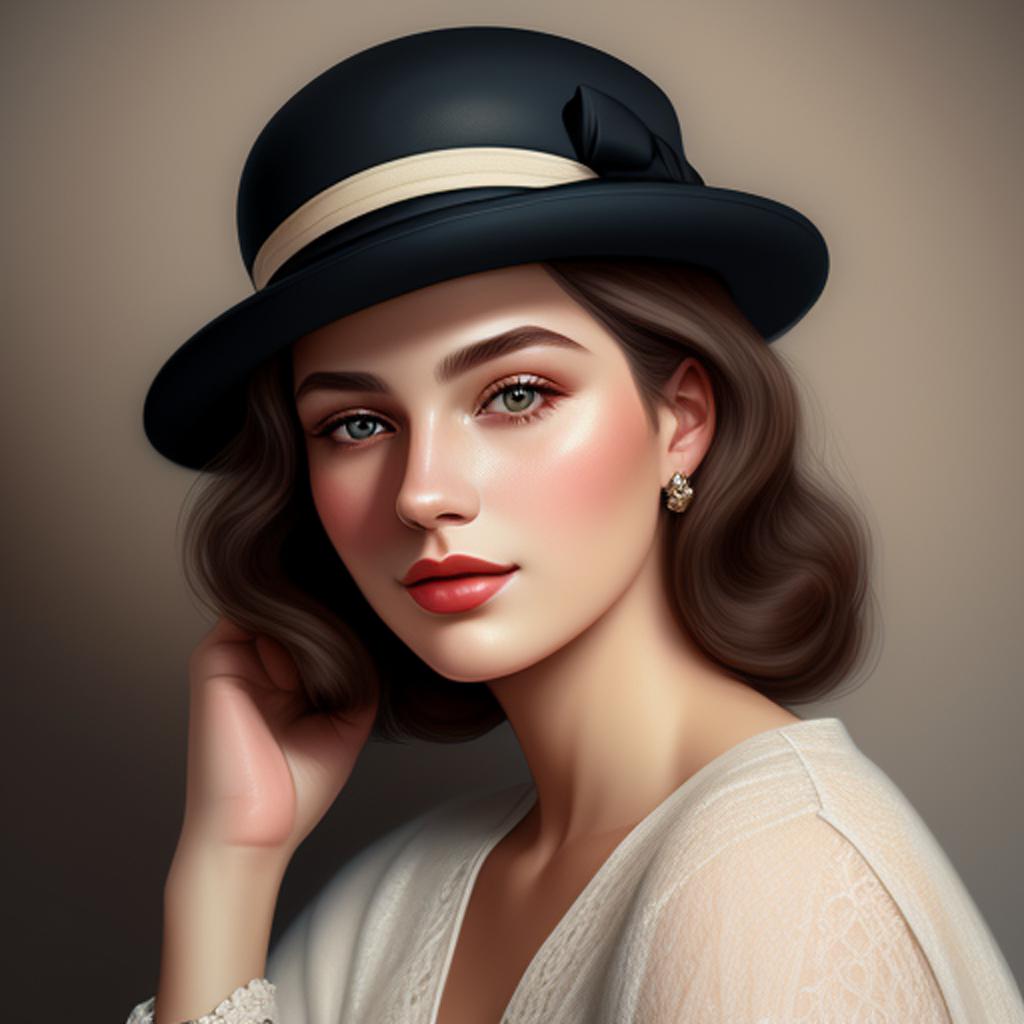 “Portrait, vintage hat, soft by @ai_generated