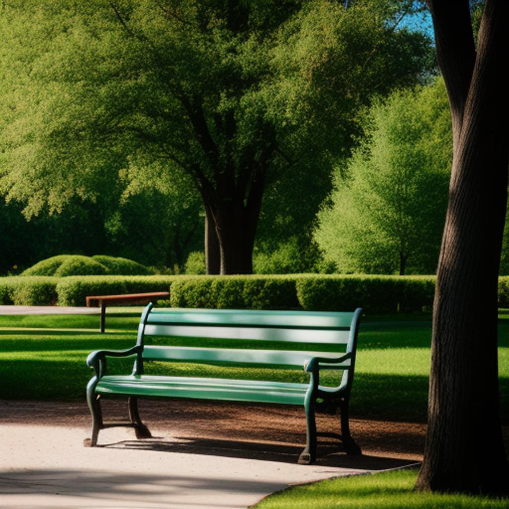 Bench in a park by @ai_generated