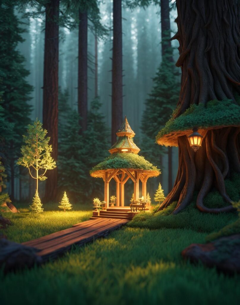 Enchanted forest setting, close-up by @ai_generated