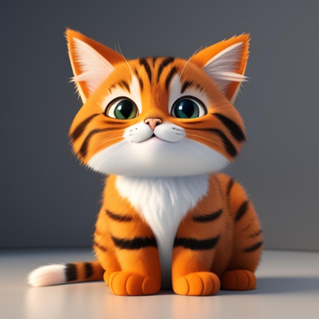 Fluffy orange striped cat, by @ai_generated