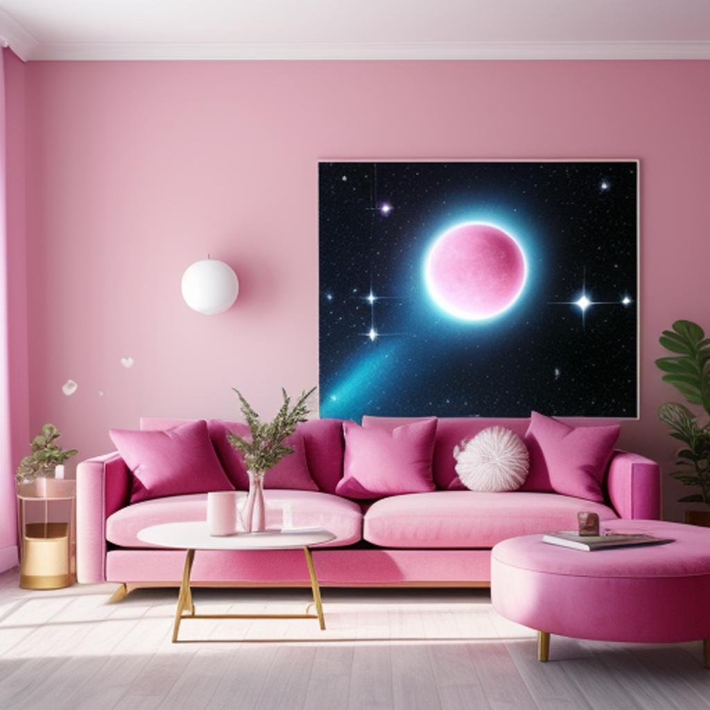 Sala de estar rosa by @ai_generated