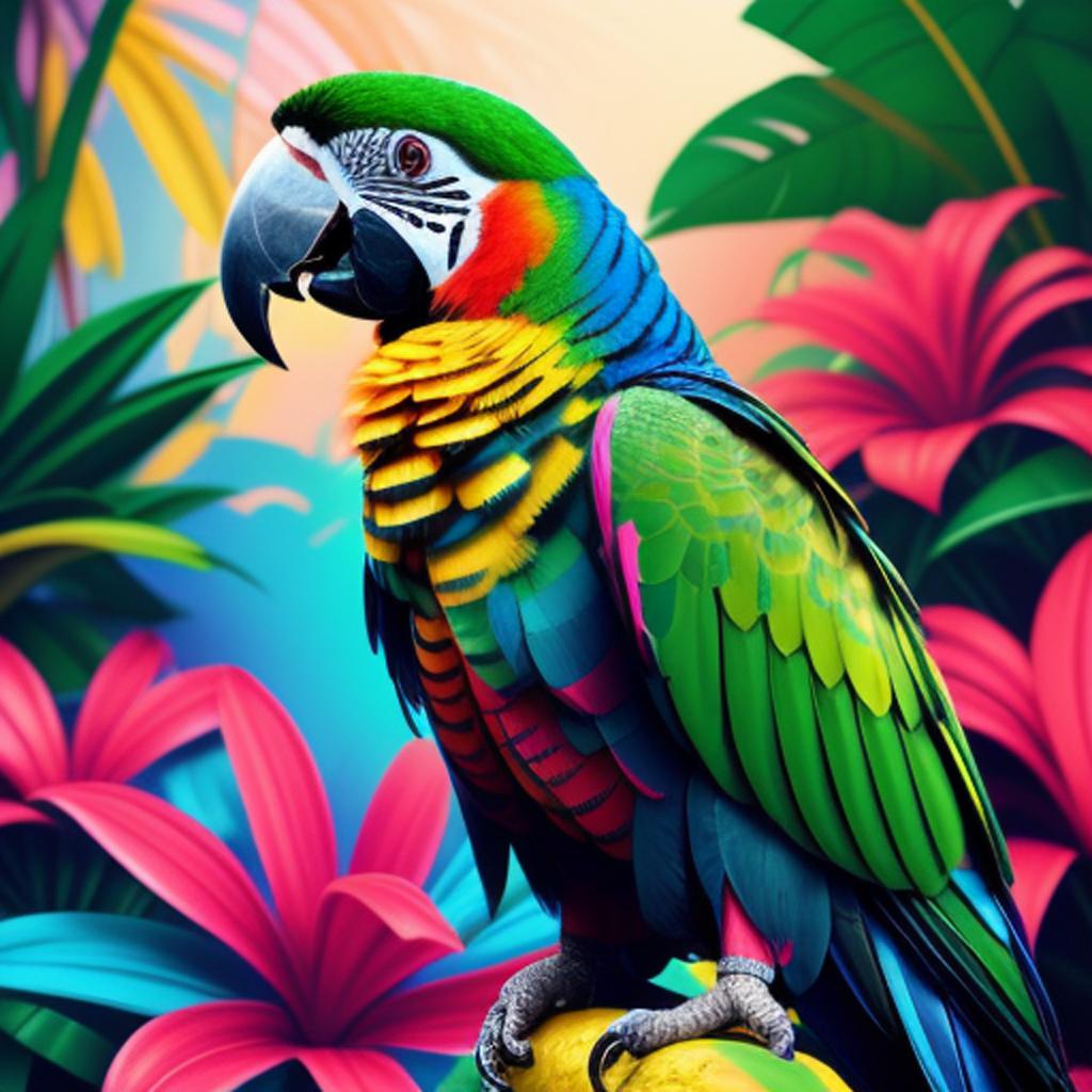 Very colorful amazon parrot, by @ai_generated