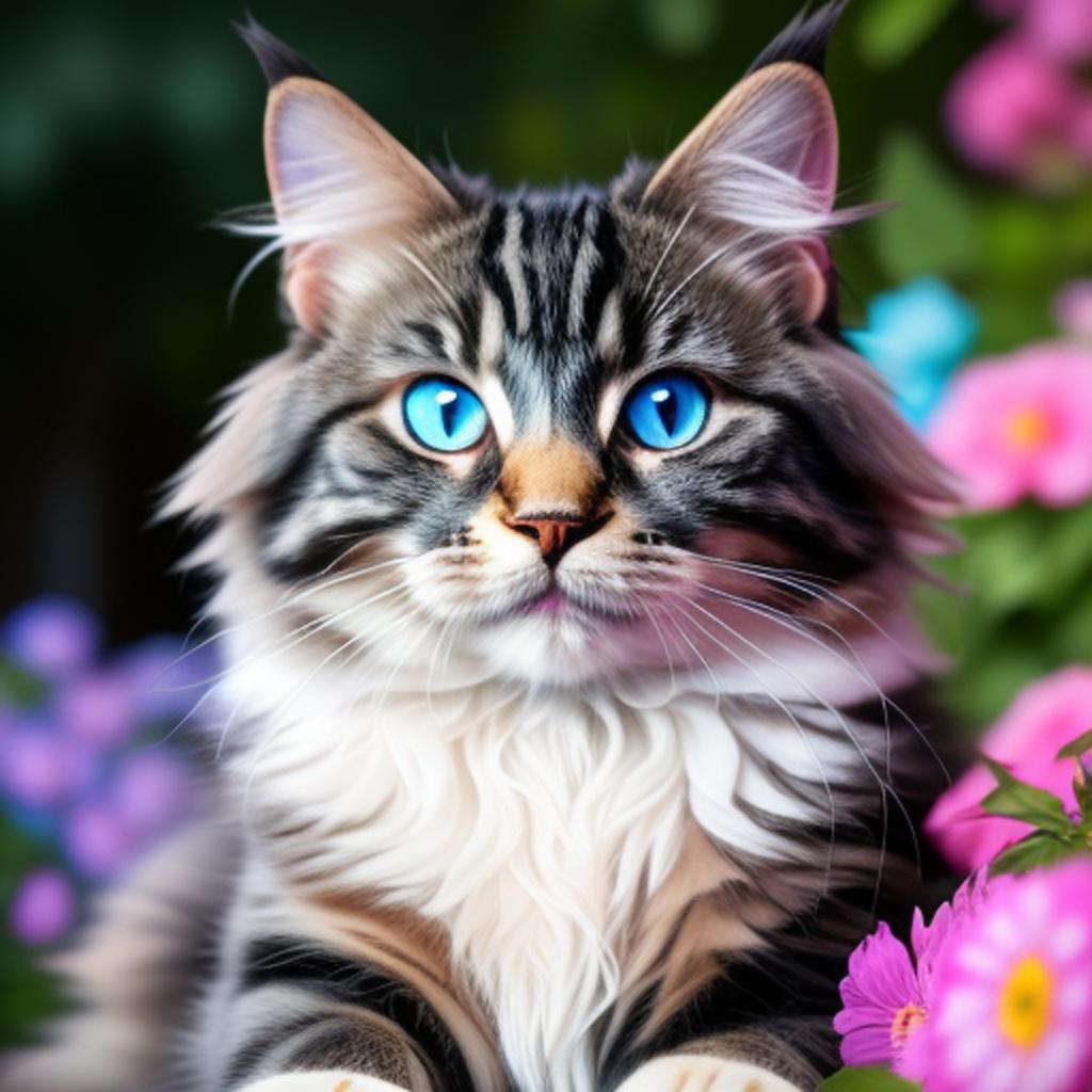 Furry main coon cat, by @ai_generated