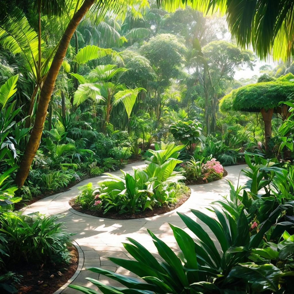 “Botanical garden, tropical flora, by @ai_generated