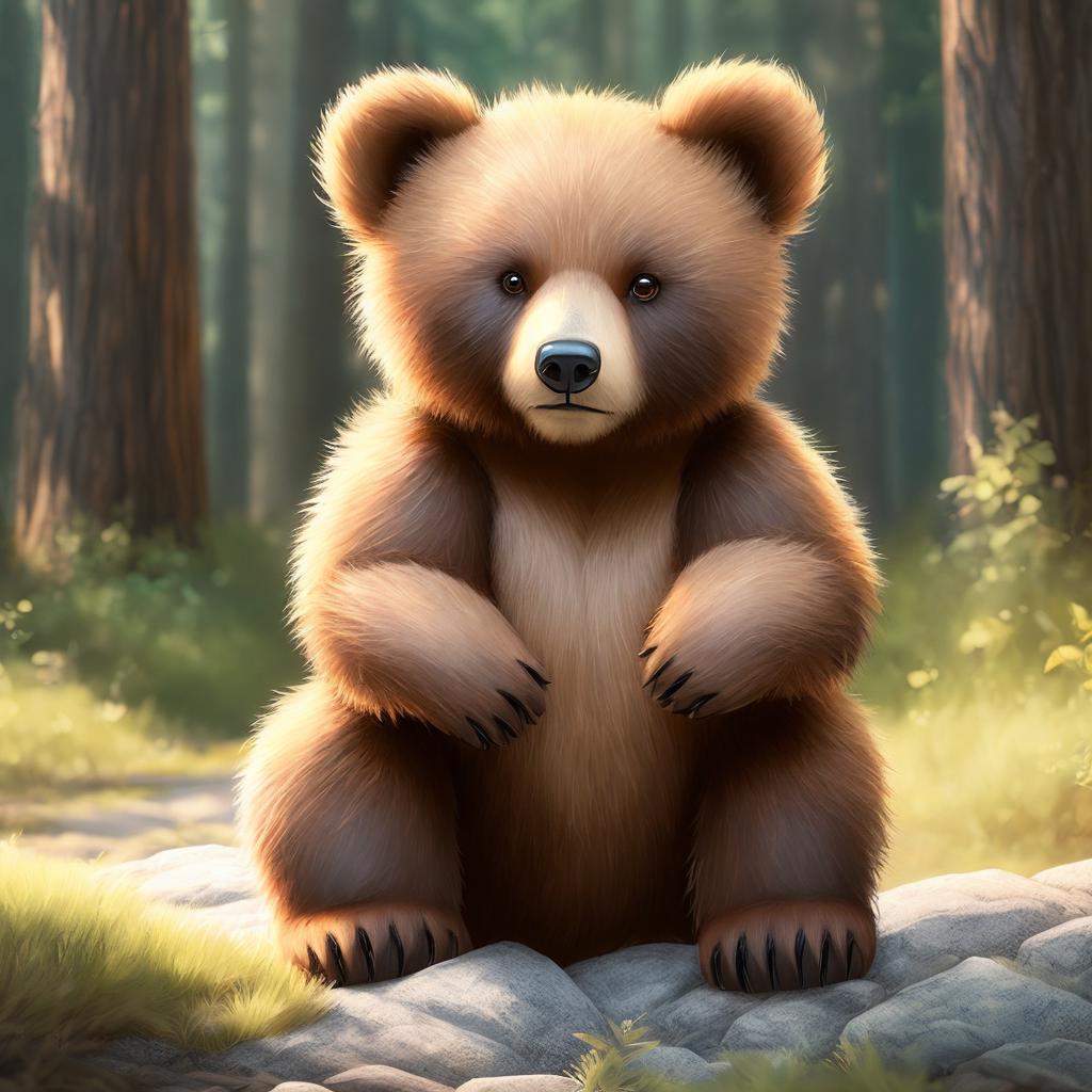 Bear cub, soft fur, by @ai_generated