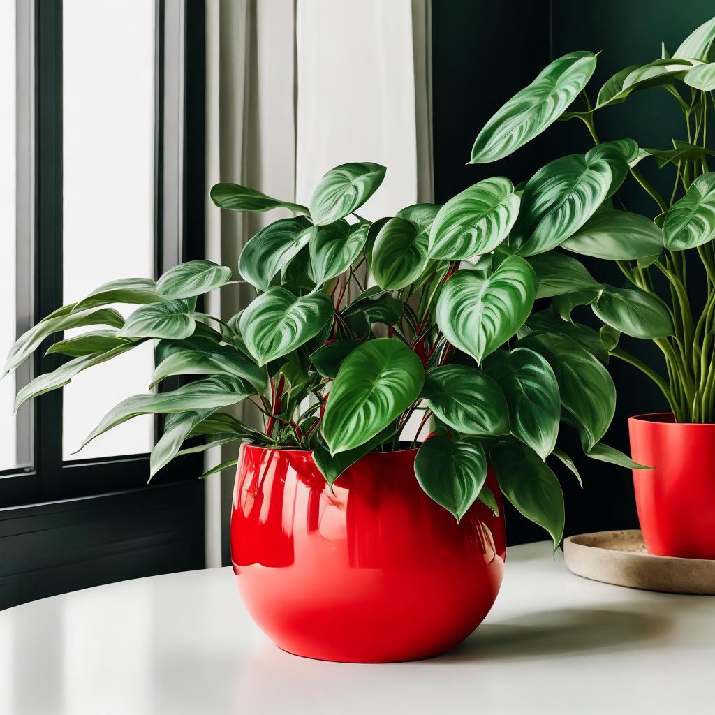 Bright red oval pot by @ai_generated