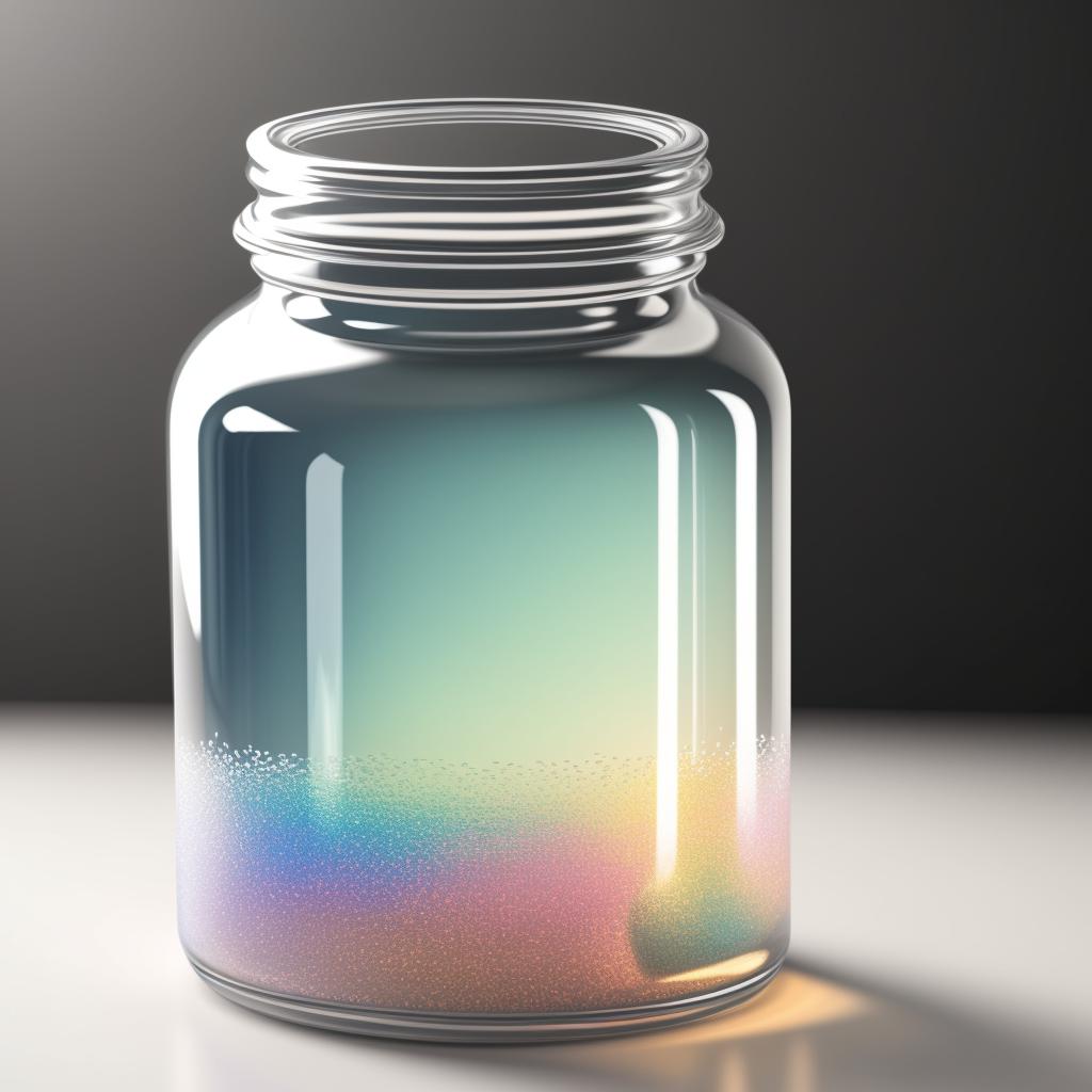 Photorealistic glass jar, lidless, by @ai_generated