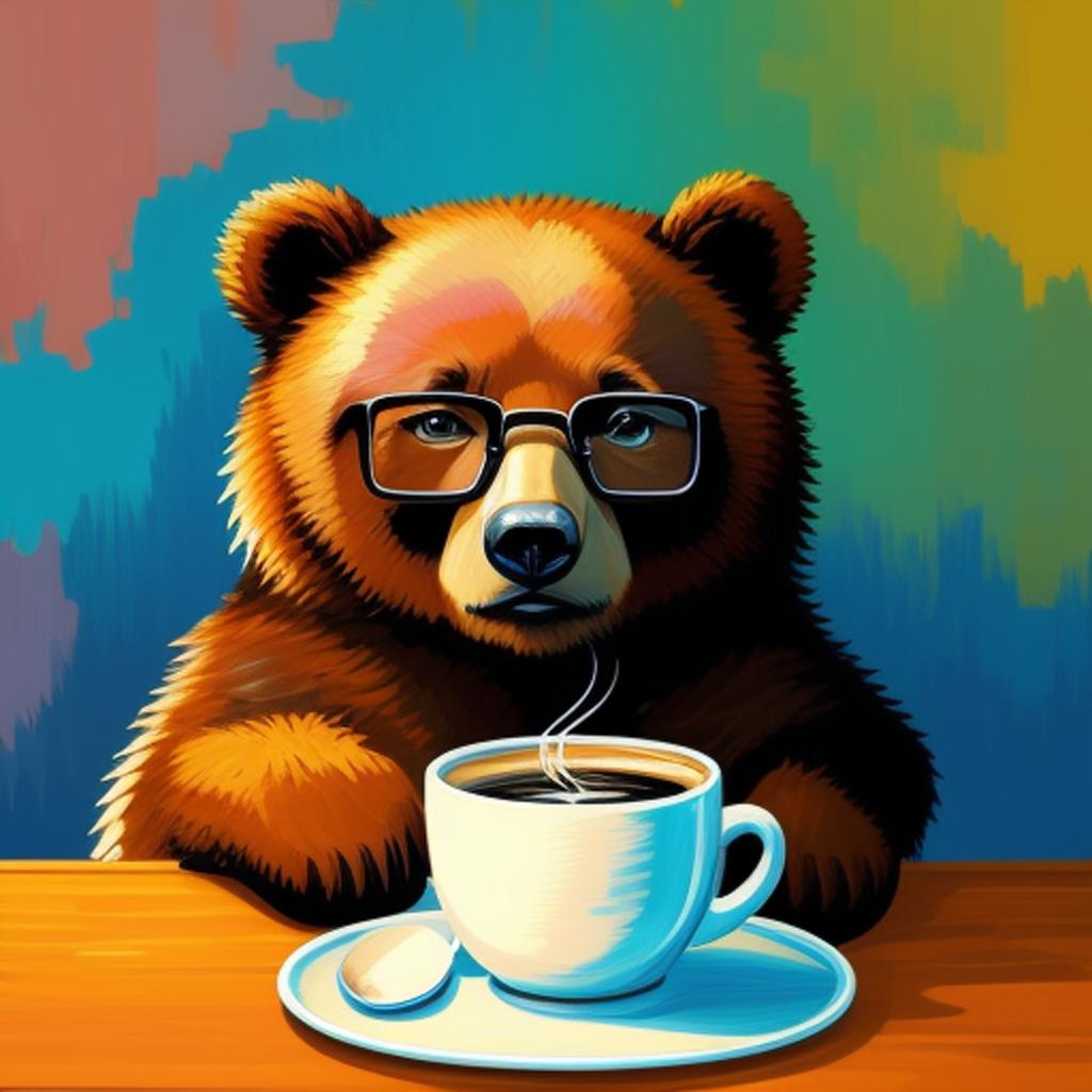 Bear with glasses drinking by @ai_generated