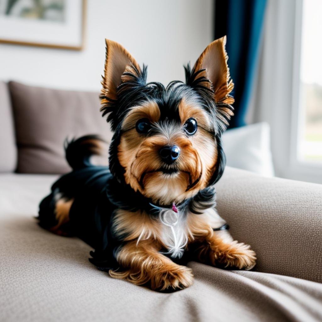 Yorkshire terrier waking up by @ai_generated