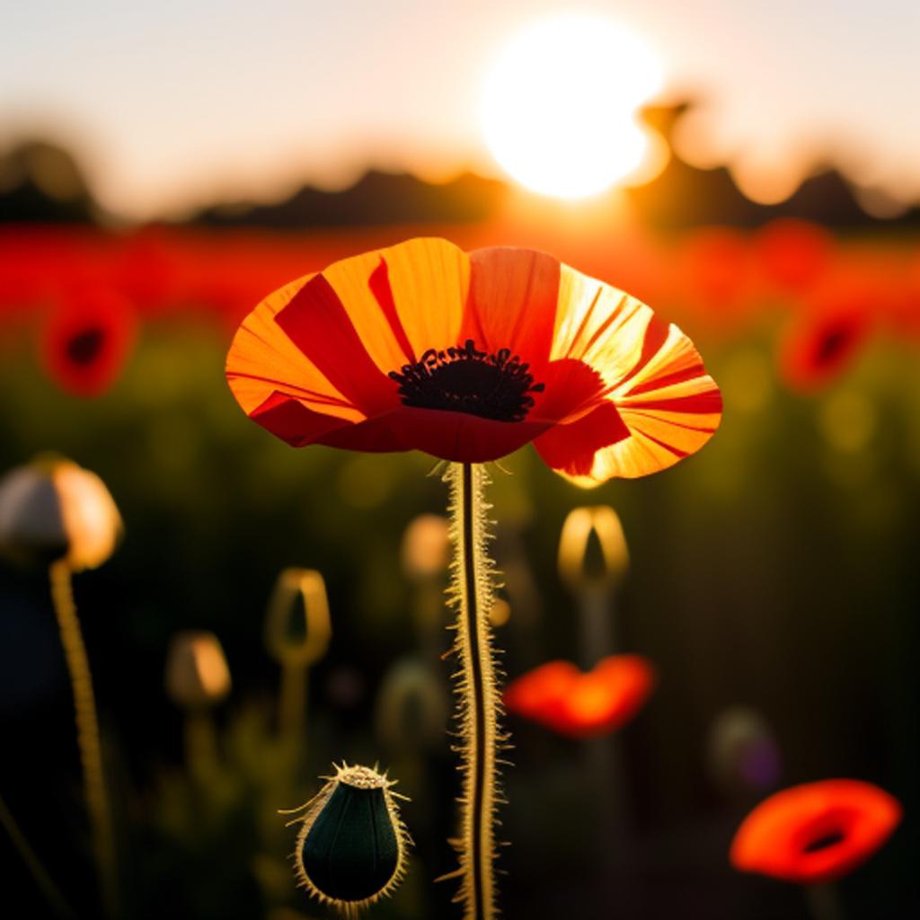 Poppy flower with sun by @ai_generated