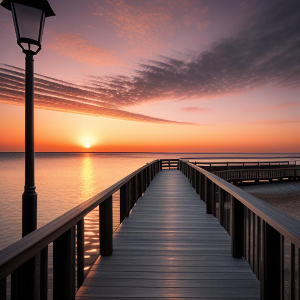 Boardwalk sunset realistic by by @ai_generated