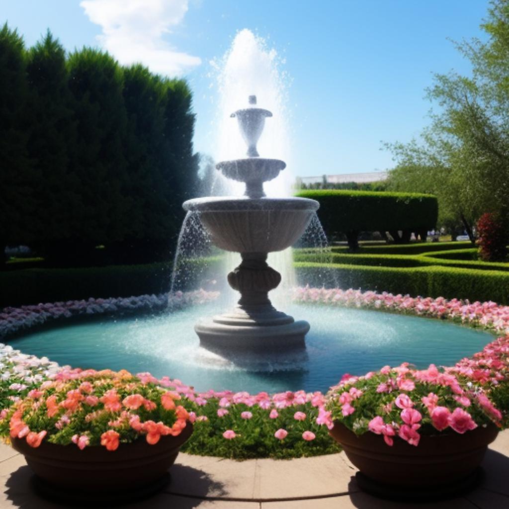 Flowers inside a fountain. by @ai_generated