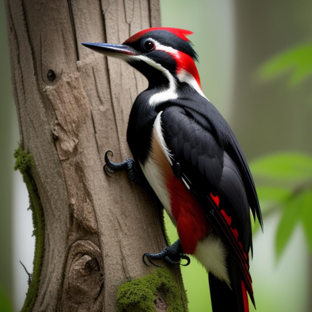 Pileated woodpecker Digital painting, by @ai_generated