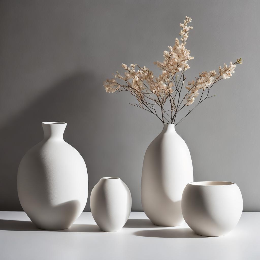 Minimalist vase, ceramic material, by @ai_generated