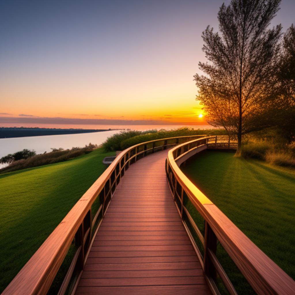 Beautiful sunset walkway by by @ai_generated