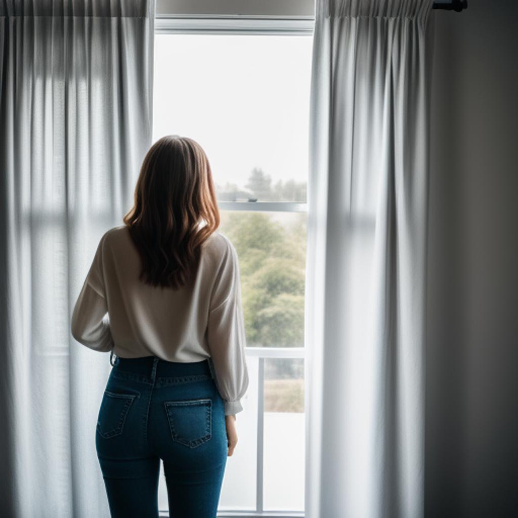 Young woman looking out by @ai_generated