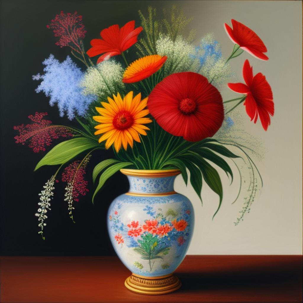 Wildflowers in vase by by @ai_generated