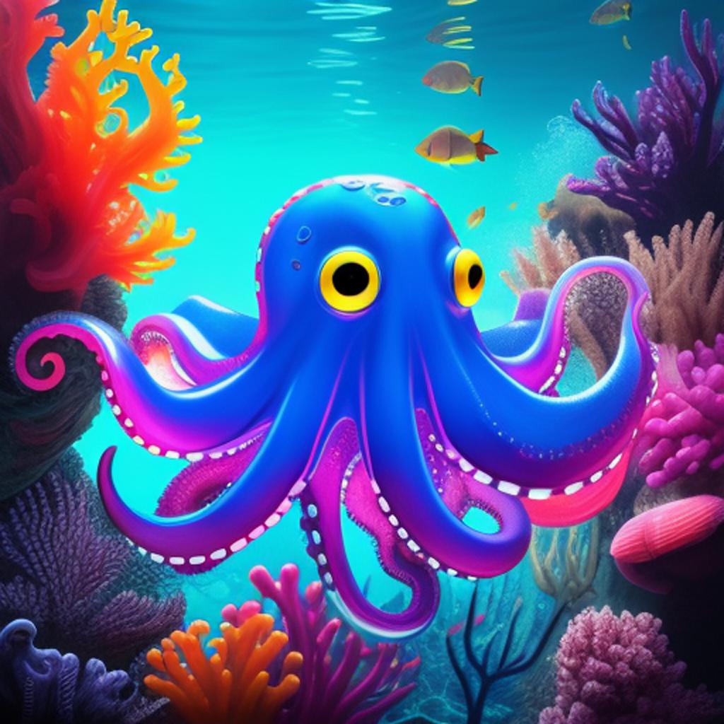 Underwater octopus. above water by @ai_generated