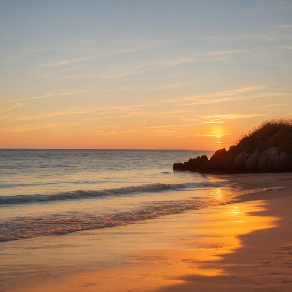 Calm beach sunset, soothing by @ai_generated