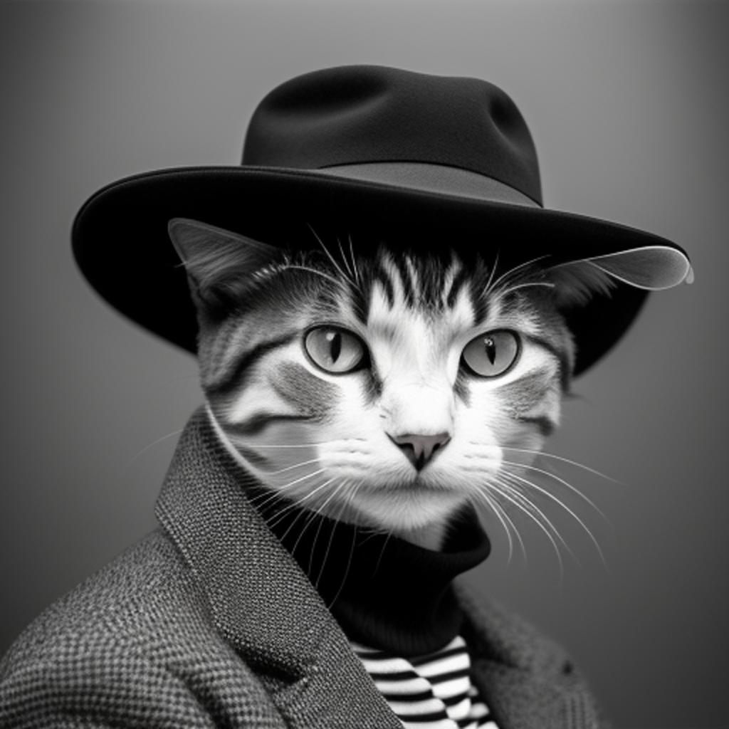 Cat with hat, striped by @ai_generated