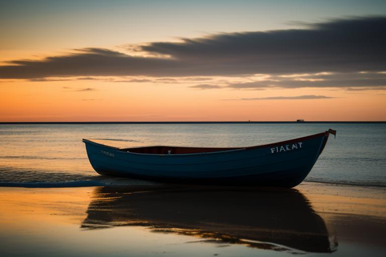 A lonely boat beside by @ai_generated