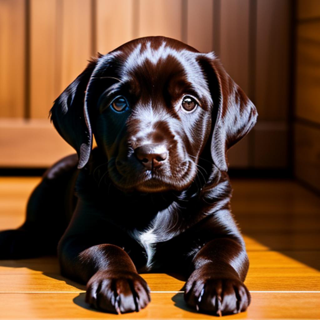 Chocolate puppy Labrador by by @ai_generated