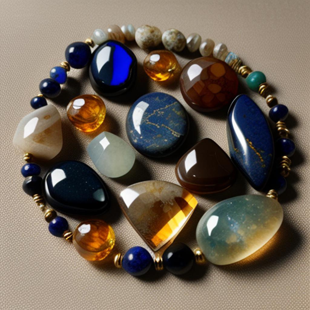 Jasper, moonstone, citrine, lapis by @ai_generated