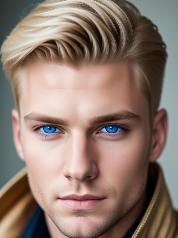 Blond blue eyes male by @ai_generated