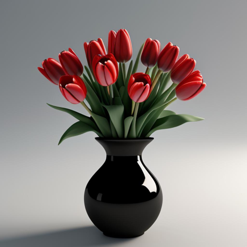 Vase of tulips black by @ai_generated