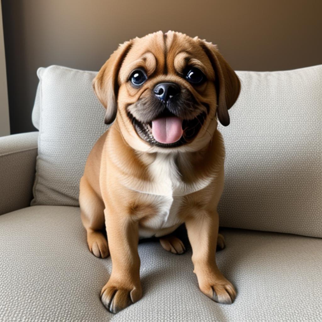 Light tan happy Puggle by @ai_generated