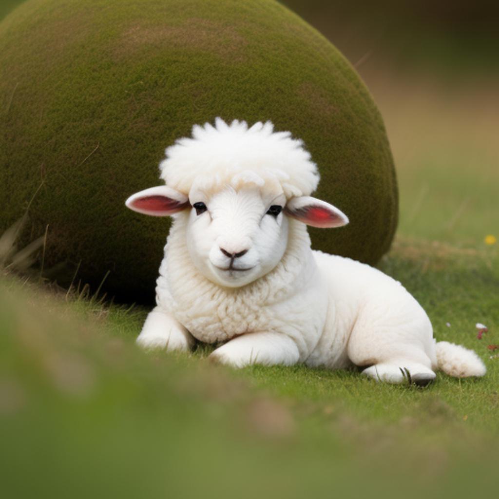 Fuuny small sheep laying by @ai_generated