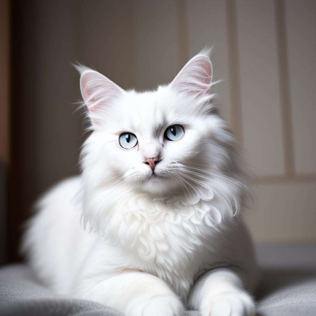 Gato blanco raza angora, by @ai_generated