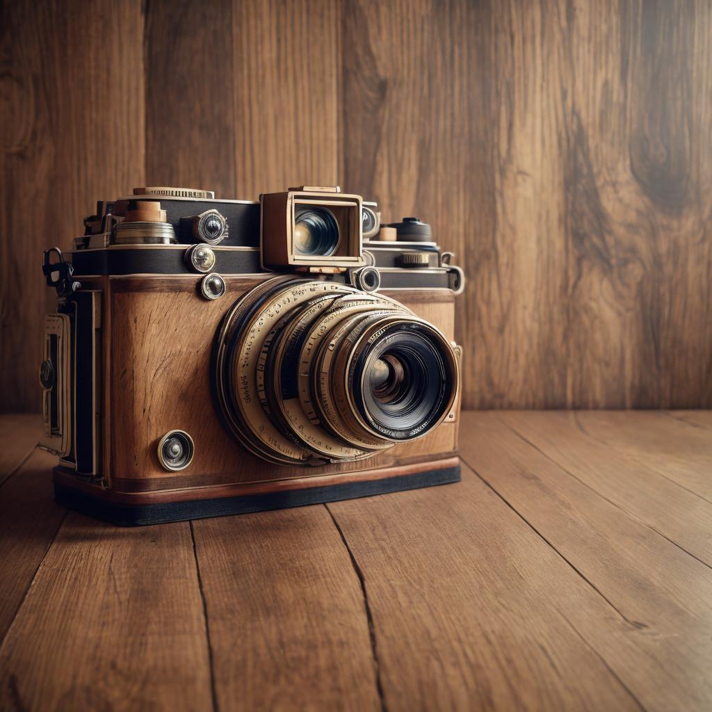 “Vintage camera on wooden by @ai_generated