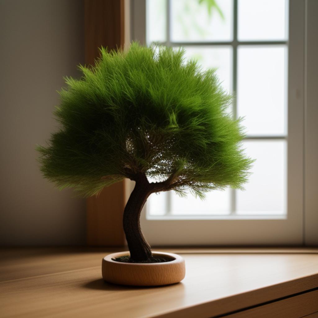 Small, green potted tree, by @ai_generated