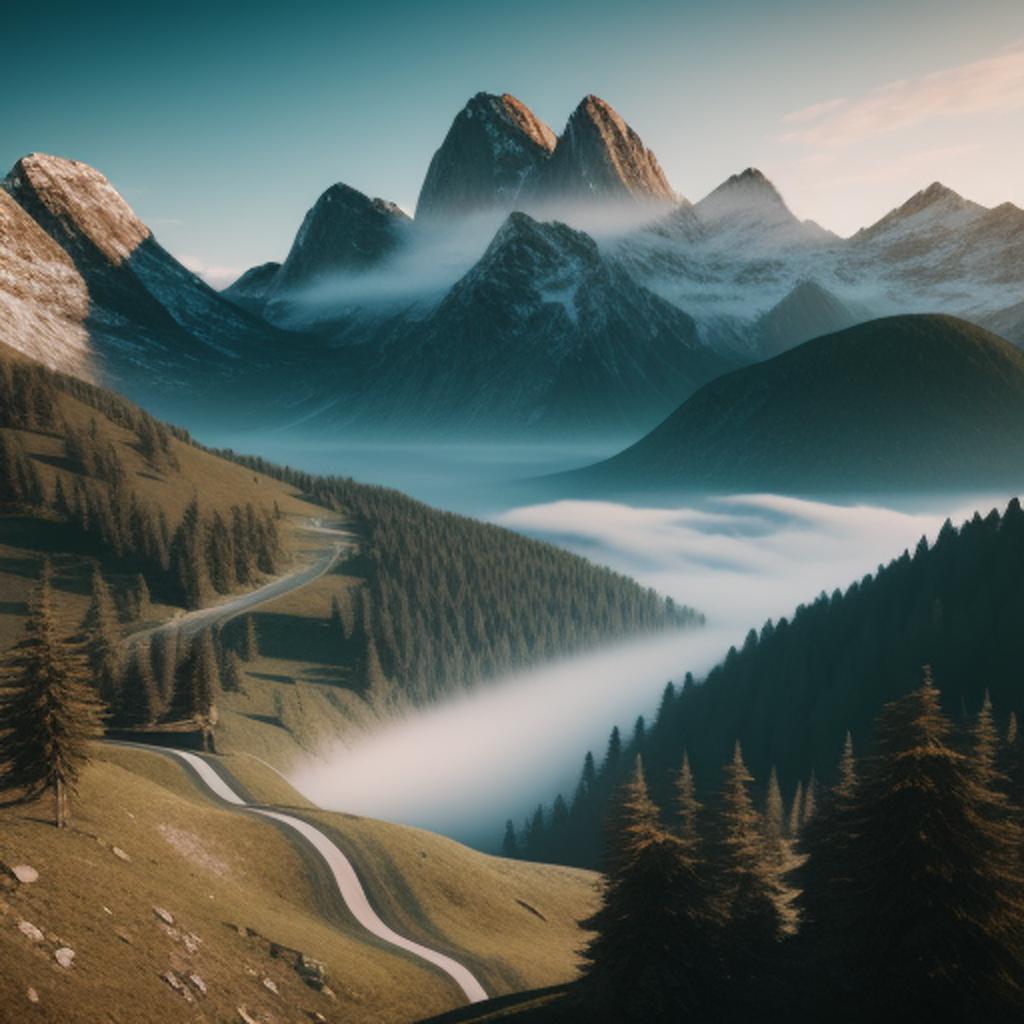 Photo of mountain landscape, by @ai_generated