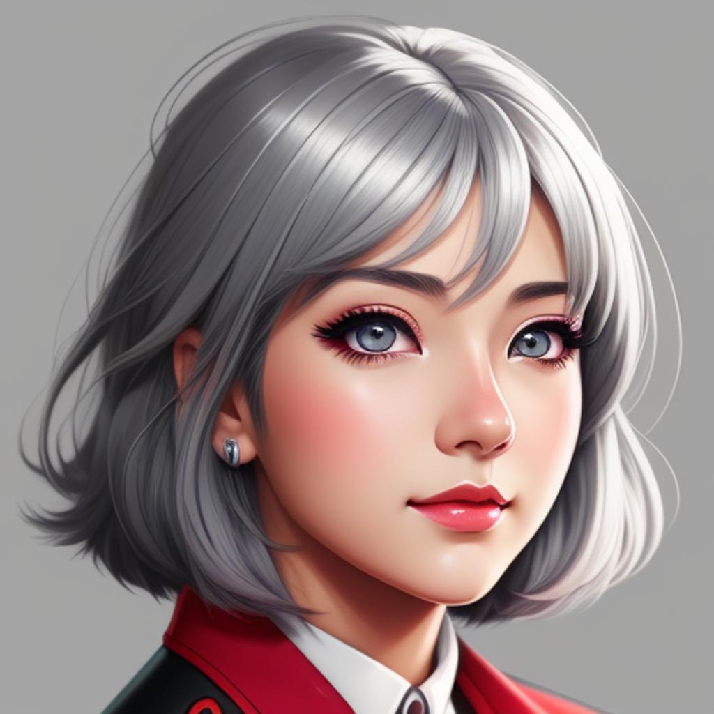 Gray haired girl silver by @ai_generated