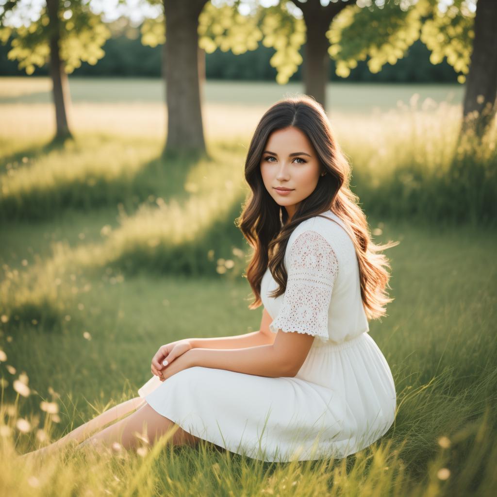 Woman in beautiful grassy by @ai_generated