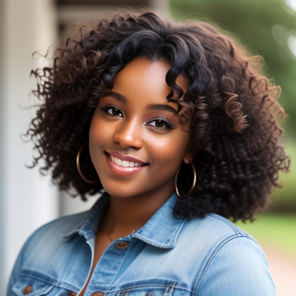 Dark skin curly hair by @ai_generated