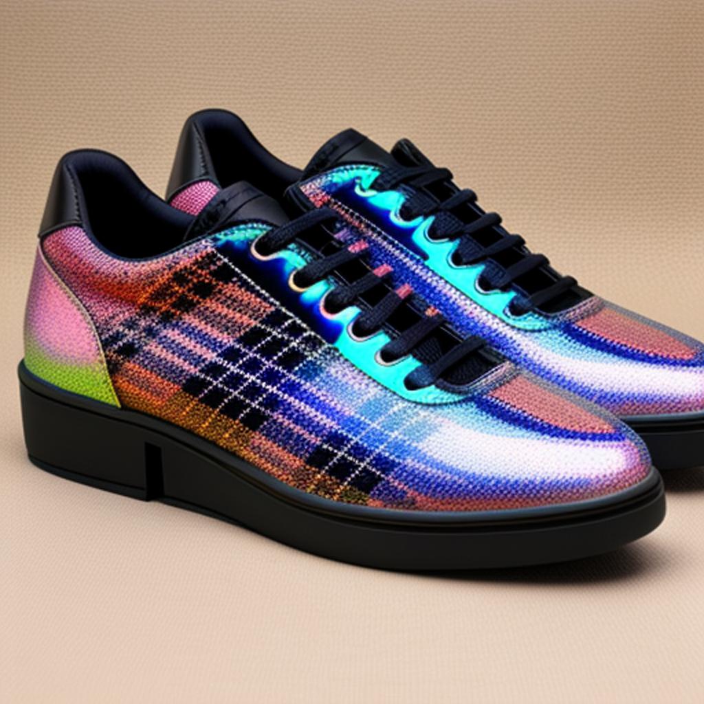 Plaid print running shoes by @ai_generated