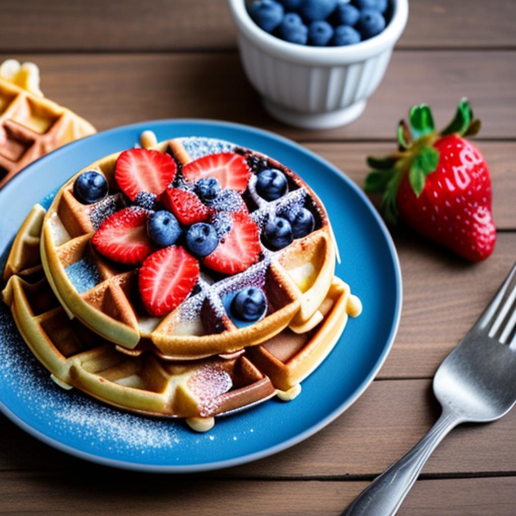 Waffles con chocolate y by @ai_generated