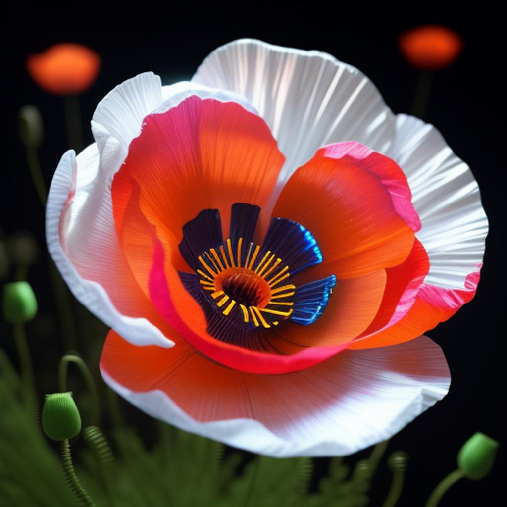 Luminescent glowing poppies by by @ai_generated