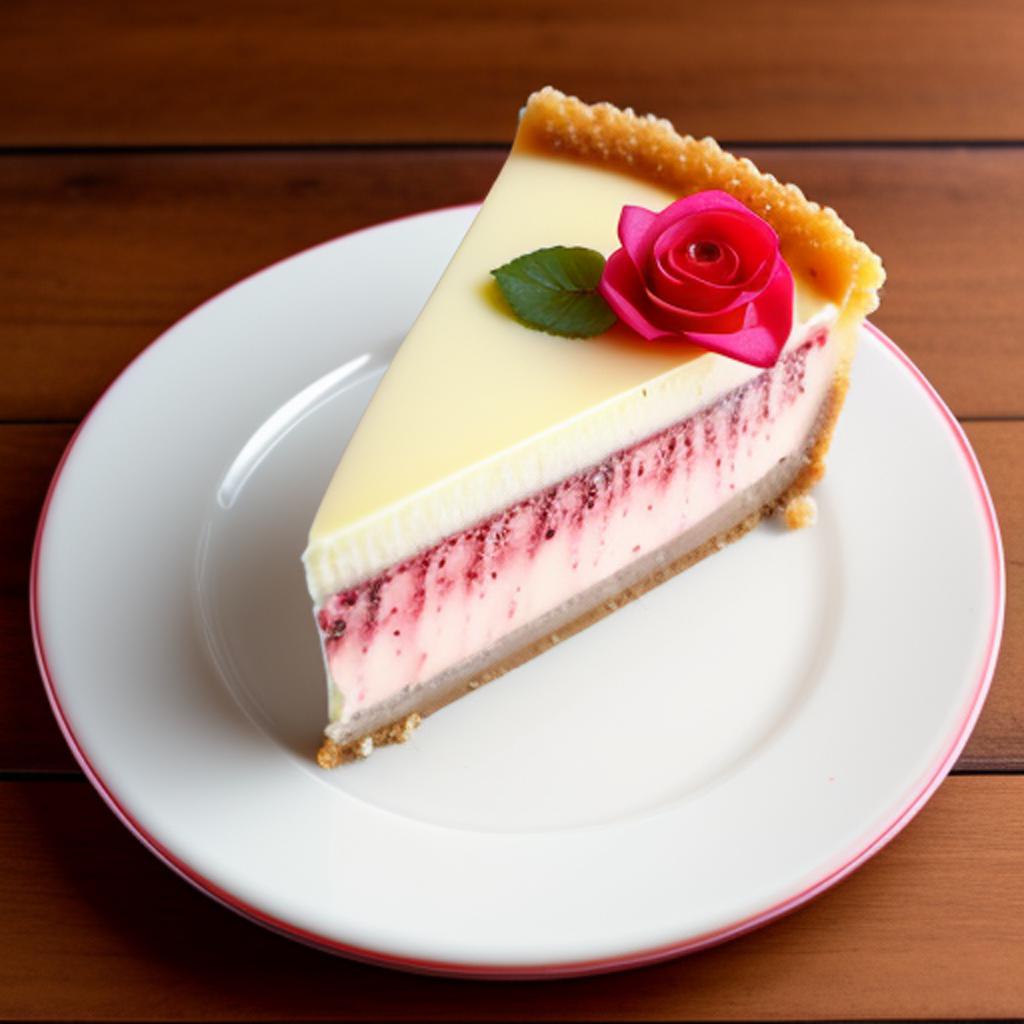 Cheese cake with rose by @ai_generated