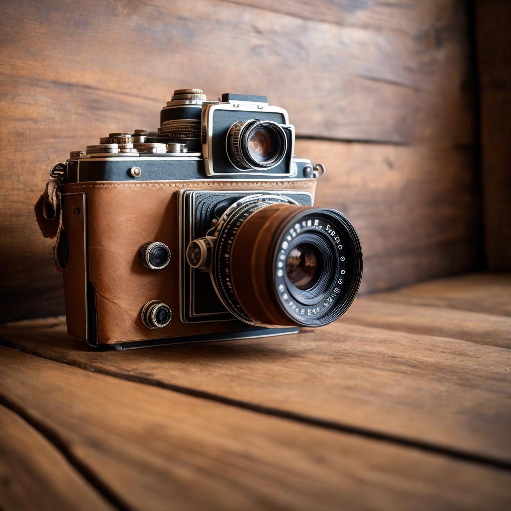 Vintage camera, weathered leather by @ai_generated