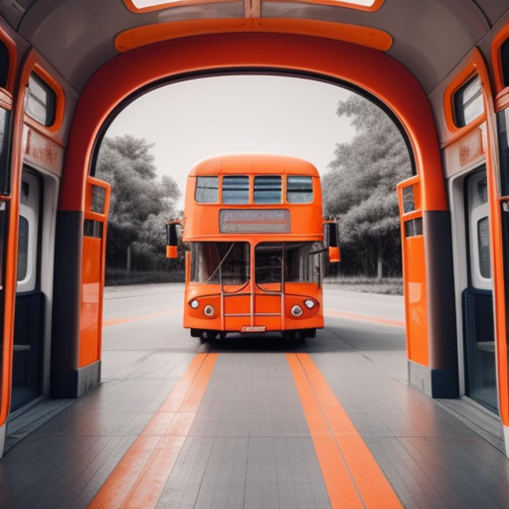 Background, Coral-colored, Lovely bus by @ai_generated