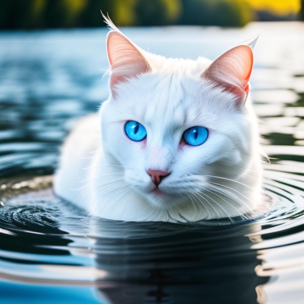 Chat blanc aux yeux by @ai_generated