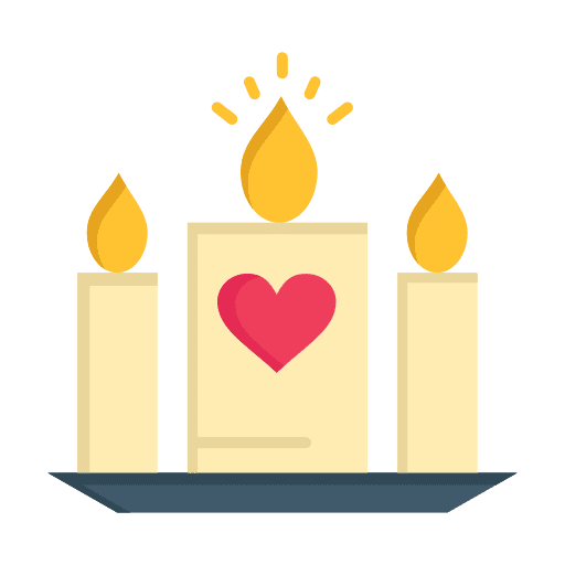 Candle, day, heart icon