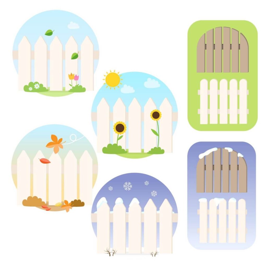 Seasonal Picket Fence Vectors