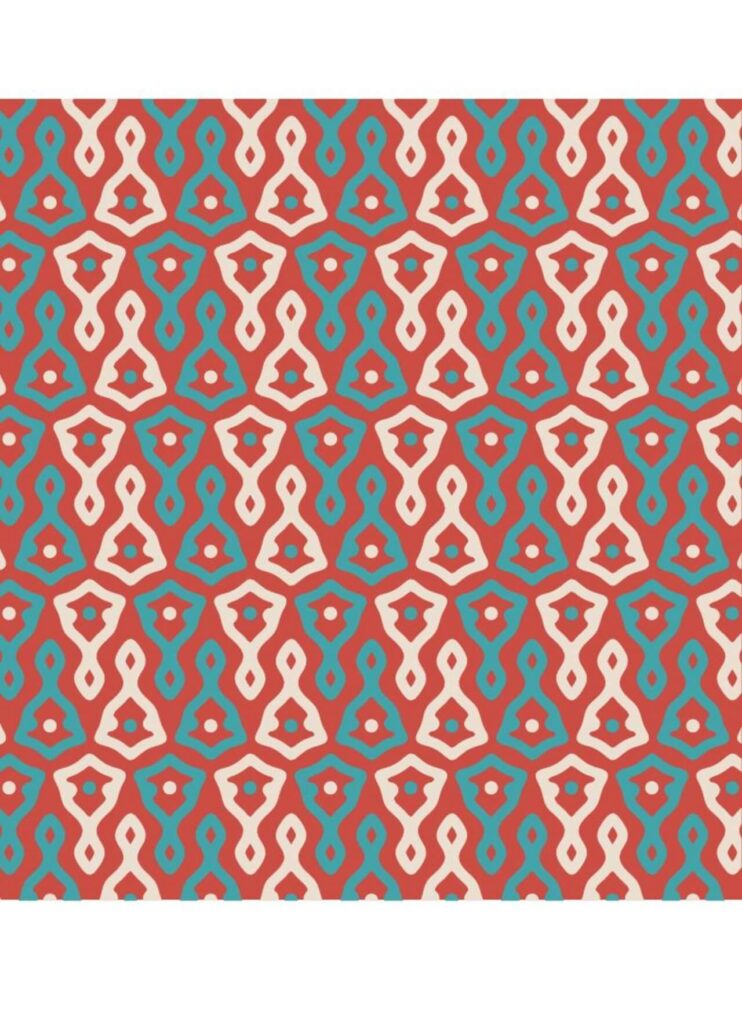 Retro Red, Blue, and White Mirror Pattern